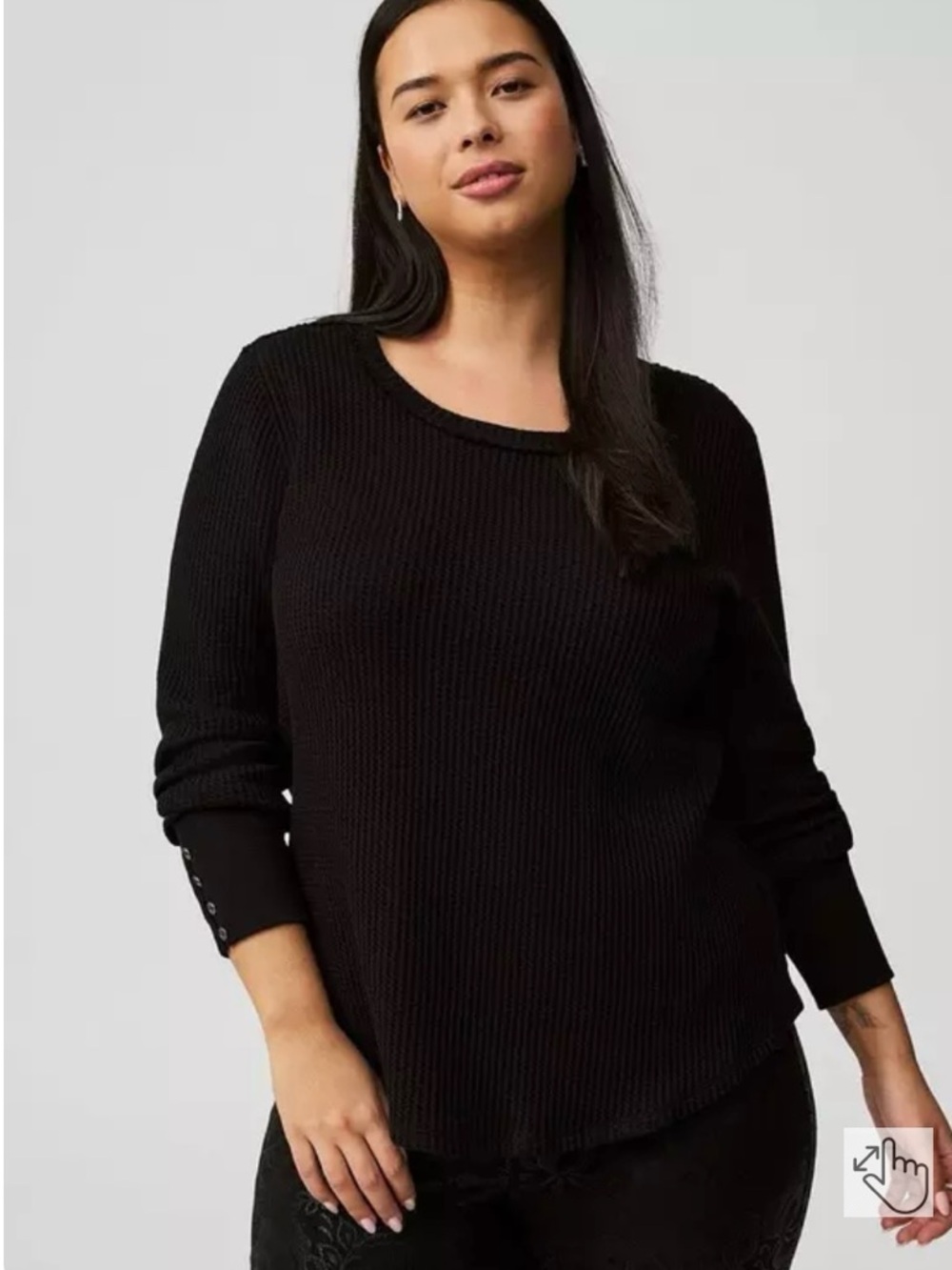 Torrid 00 Fitted Black Crew Waffle Tee